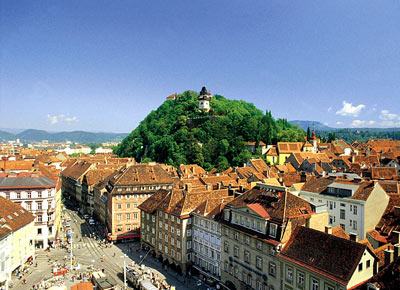 Города Австрии. Вид на город Грац (Graz).