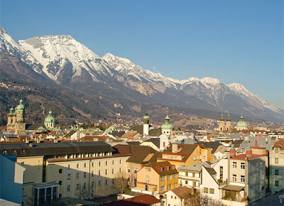 Города Австрии. Вид на город Инсбрук (Innsbruck).